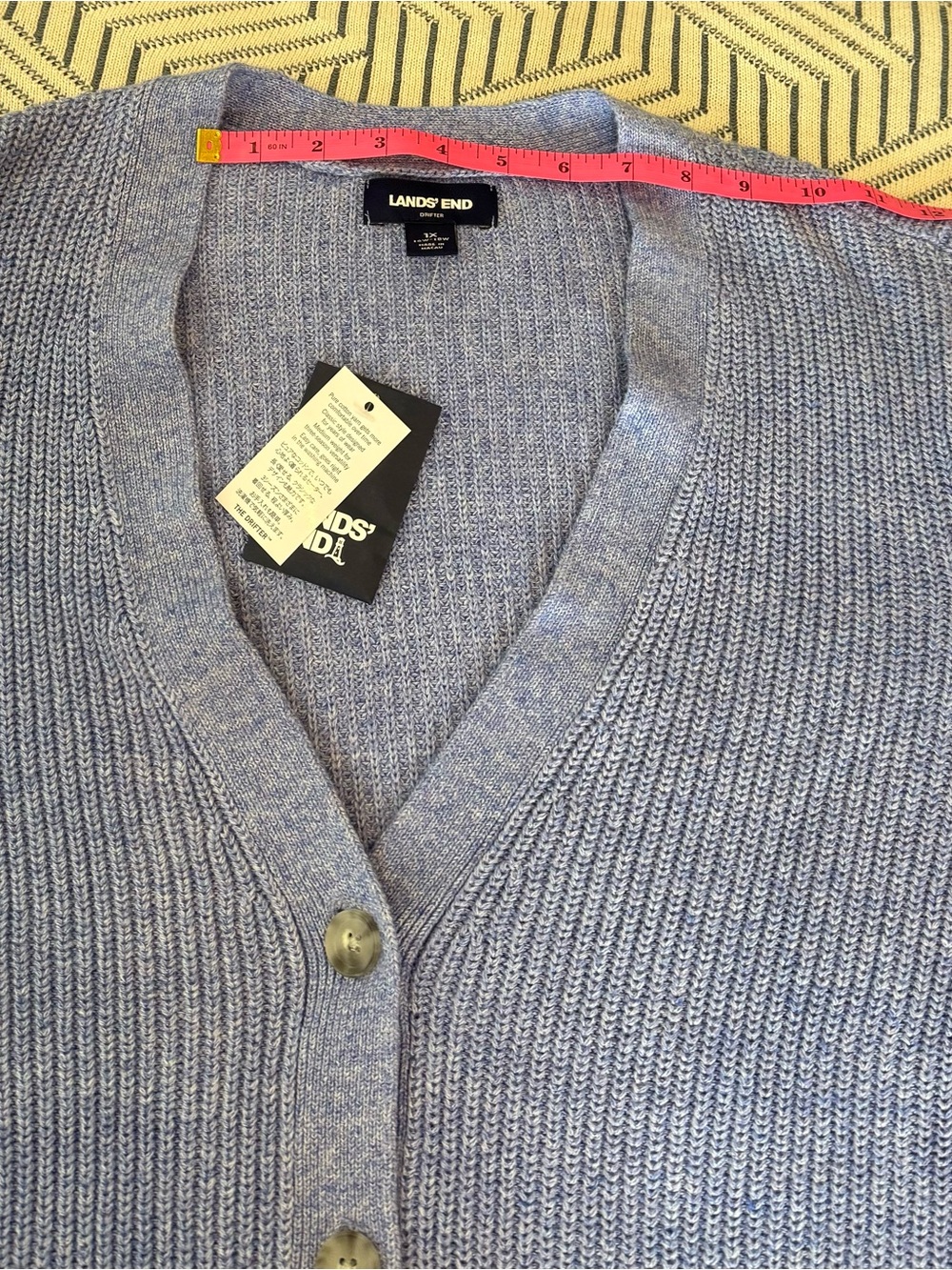 Lands' End Drifter Light Lavender V-Neck Button Cardigan, NWT 1X. - Picture 2 of 5